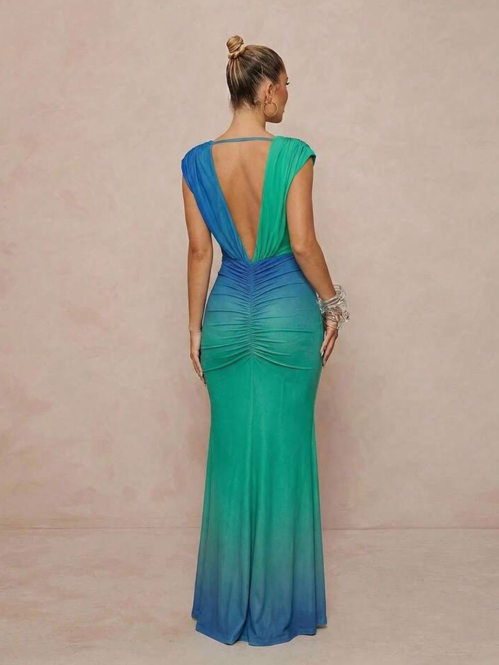 Deep V-Neck Ombré Dress